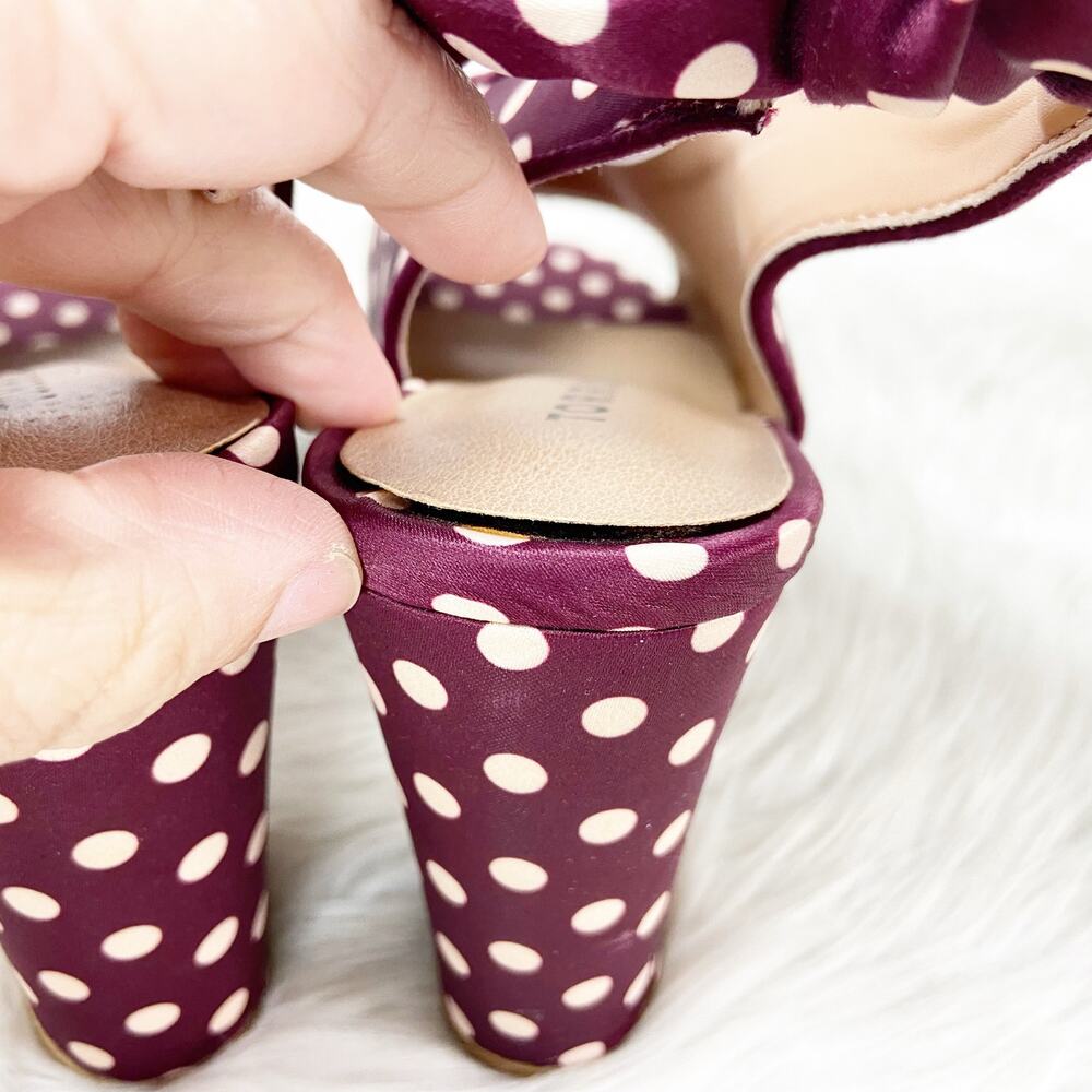 Torrid 9 W Wide NIB Womens Red Wine Polka Dot Pin-up Peep Toe Heels Sandals - Picture 5 of 14